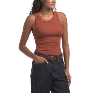 MICHAEL STARS pecan Made In Usa Gina Wide Binding Crop Tank Top